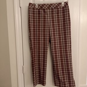 Loft brown and tan plaid cropped pants